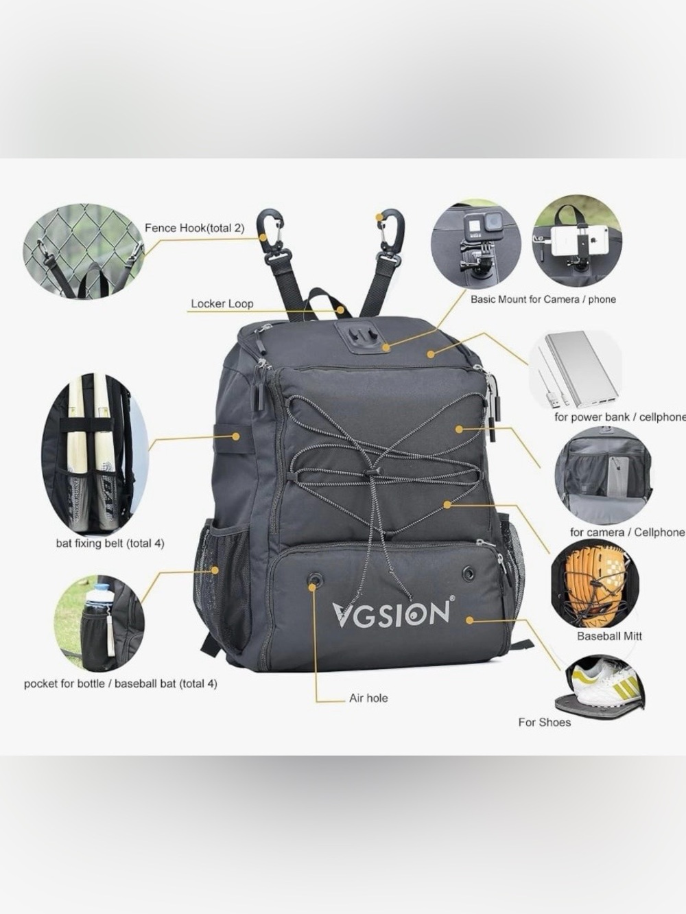 7 - NEW VGSION Baseball Travel Backpacks